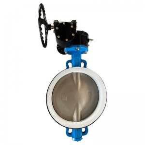 Manual on-off fluorine-lined butterfly valve with PTFE lining and wafer connection
