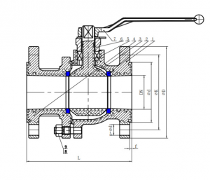 Ball valve with flange connection, 304 stainless steel material